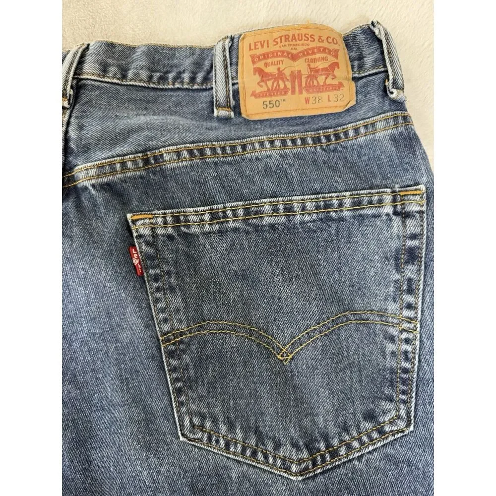 Levis 550 Jeans Mens 38x32‎ Blue Denim Relaxed Fit Straight Leg